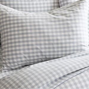 NWOT Quince Classic Organic Percale Duvet Cover Set Twin (Blue Fog Gingham)